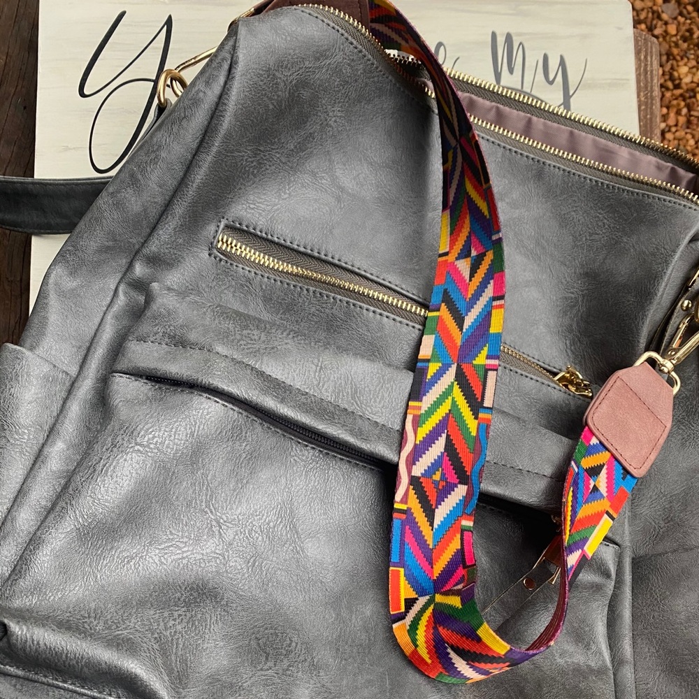 Grey Leather Backpack